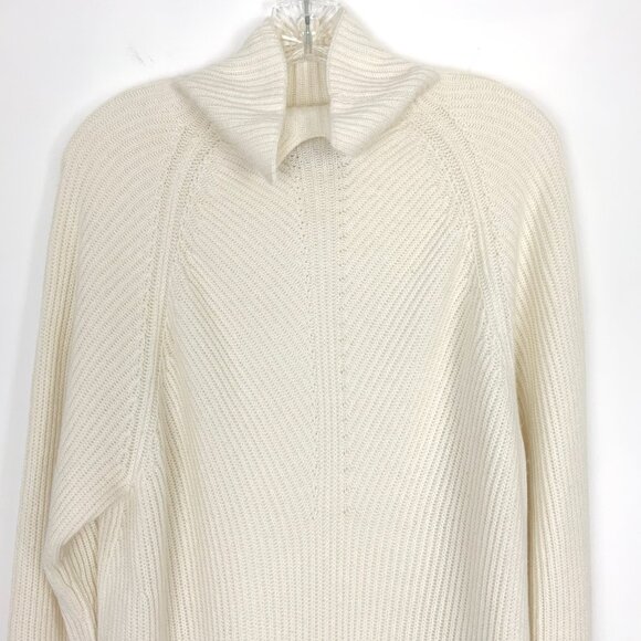 Theory Moving Rib 100% Cashmere Sweater Oversized Cream Sz L - Picture 4 of 16
